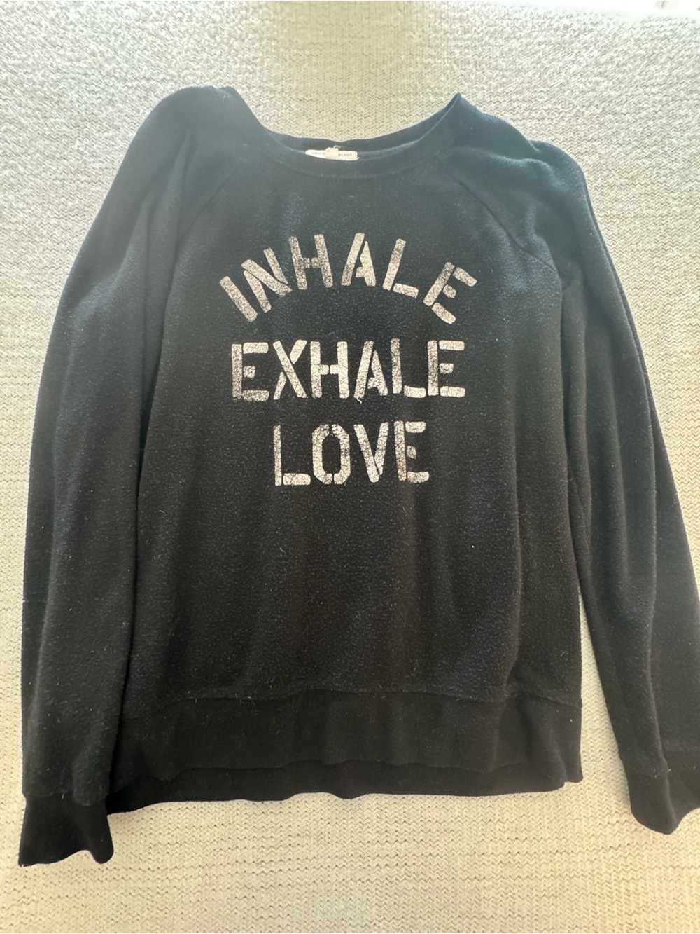 Grayson Threads Black Crewneck with Silver Glitter "Inhale Exhale Love"